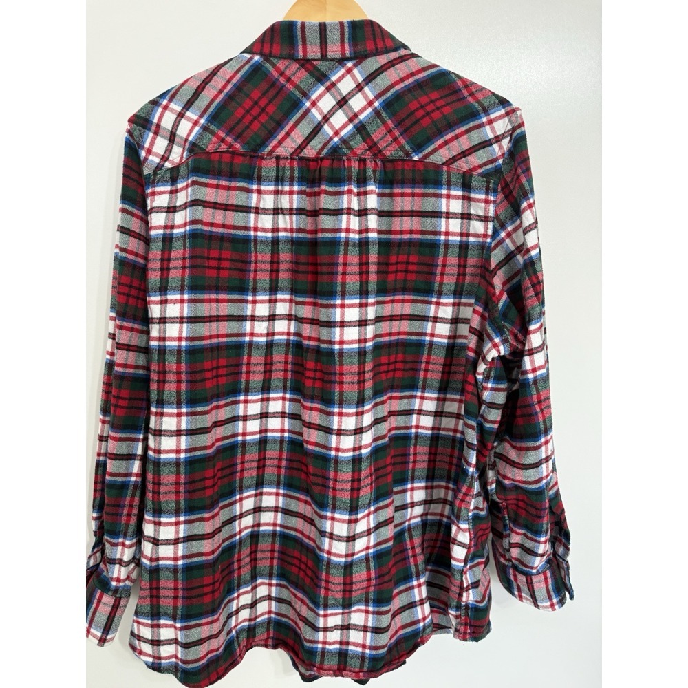Lands End Women's Flannel Shirt Button Up Plaid 24w Red White‎ Blue Green - Picture 2 of 7